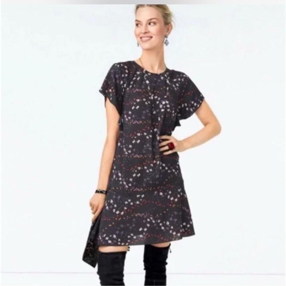 CAbi floral Zadue Muse flutter sleeve S ruffled dress